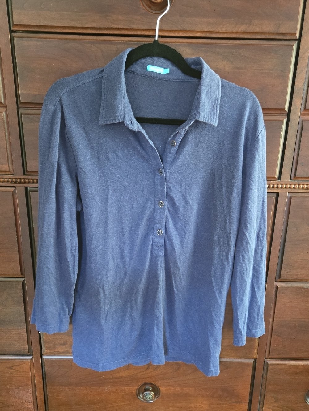 J. McLaughlin Navy Blue Long Sleeve Polo Top